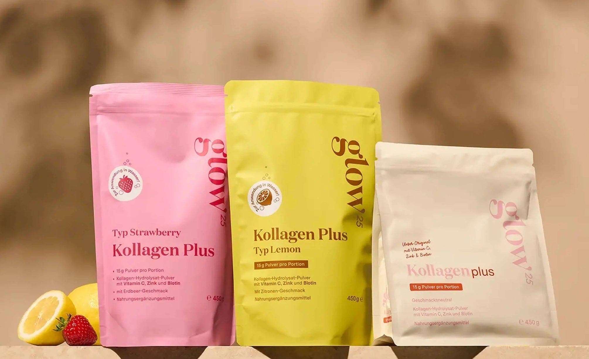 The full range of Glow25 Collagen Plus