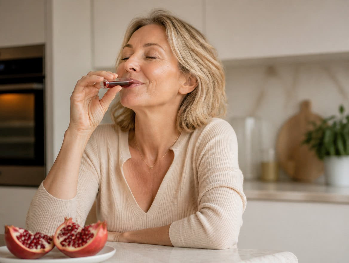 woman drinking a Glow25 collagen ampoule